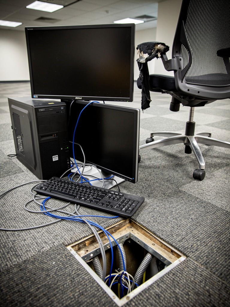 IT equipment and electronics staged for disposal