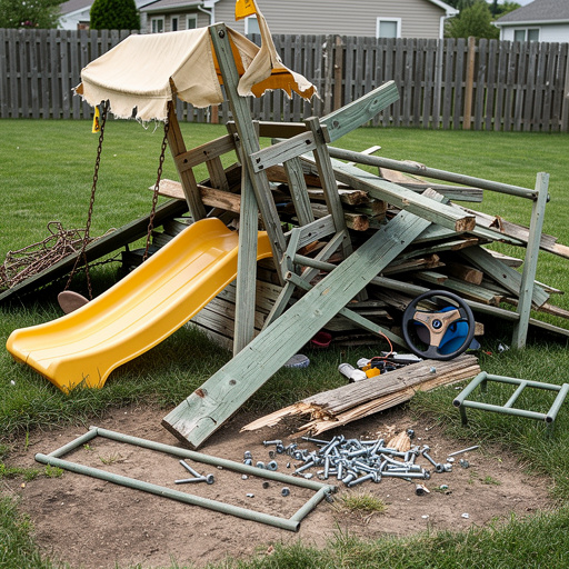 Disassembled playset components