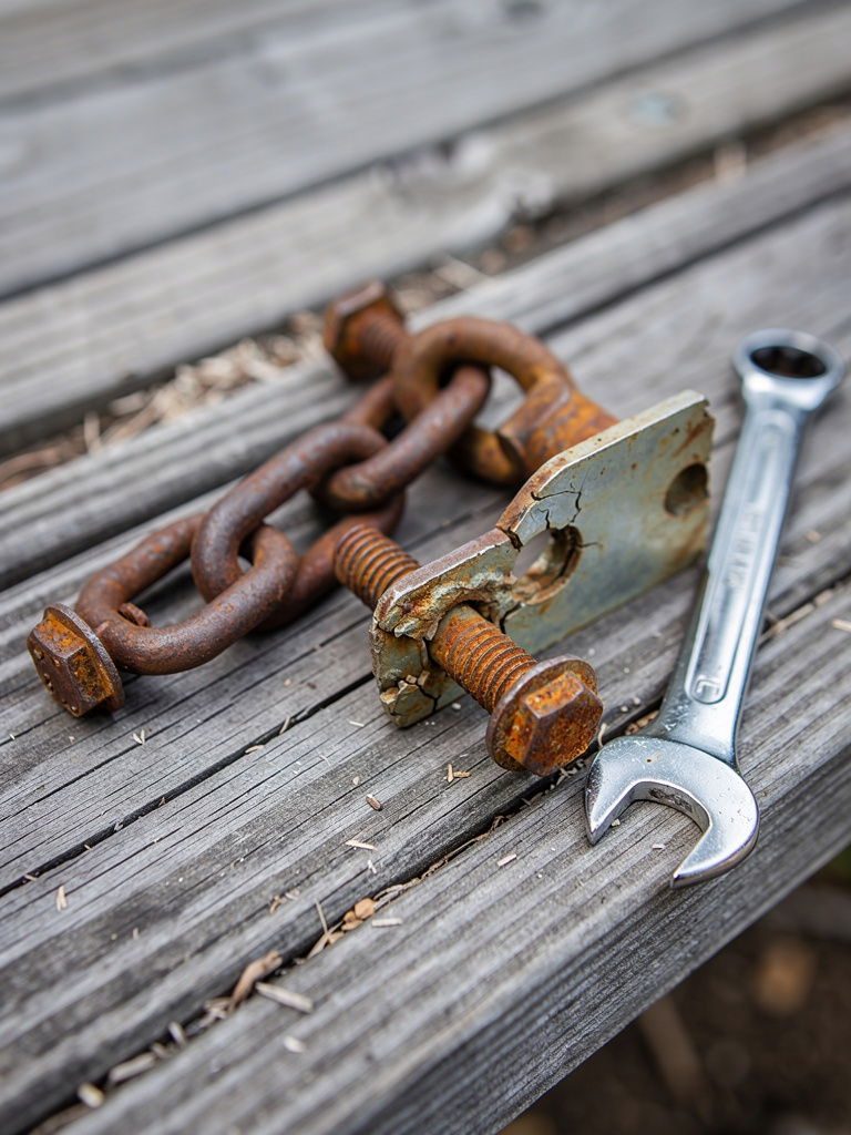 Playset components and hardware during removal