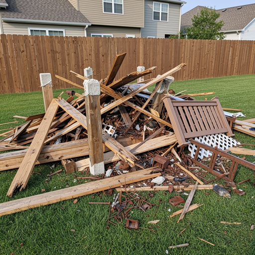 Pile of deck demolition debris