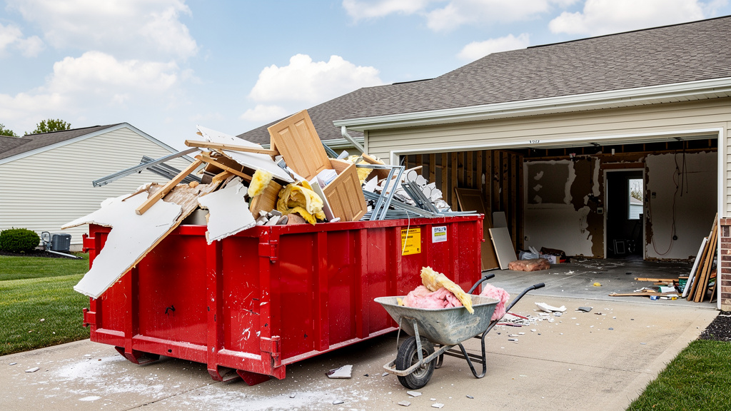 Construction debris pile from renovation project in Columbus Ohio
