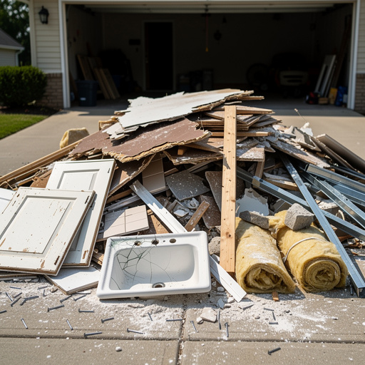 Mixed construction debris for removal