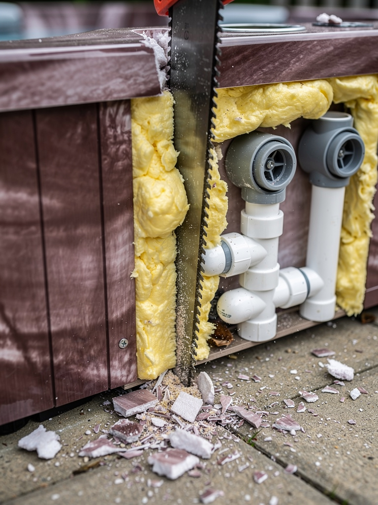 Hot tub removal from tight backyard space