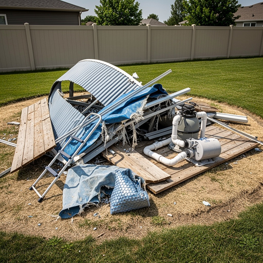 Pool demolition materials and debris