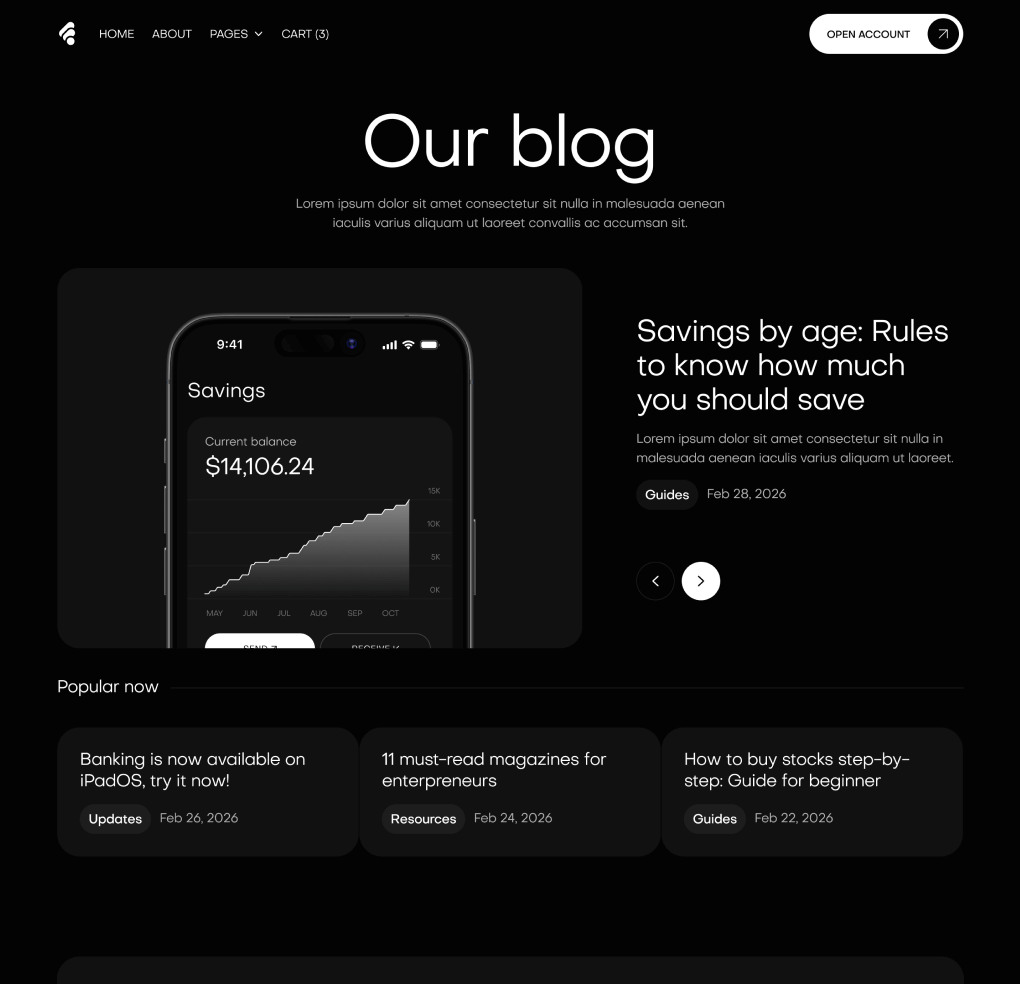 Creditflow - Blog V1 Page - Bank Webflow Template | BRIX Templates