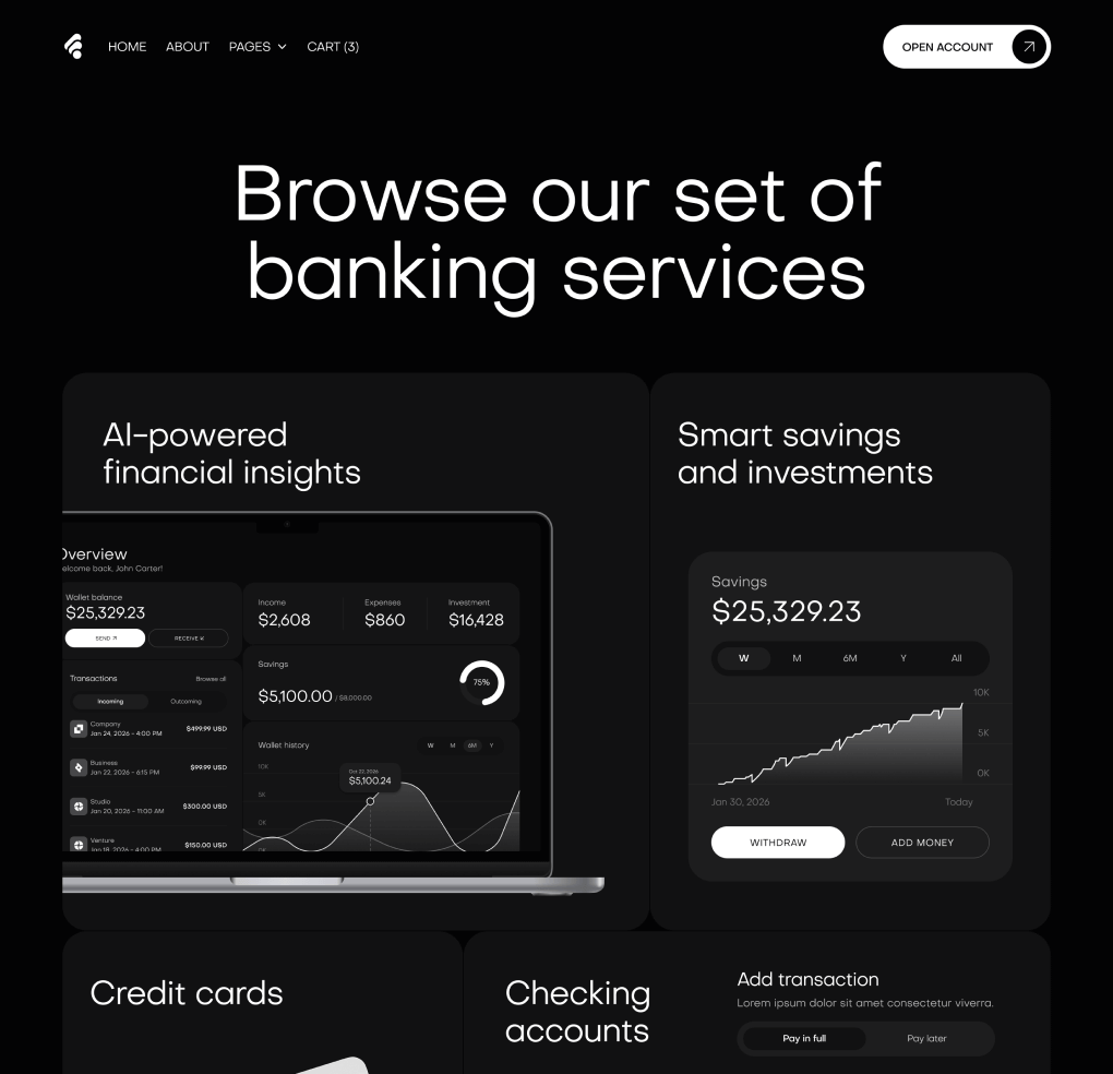 Creditflow - Features Page - Bank Webflow Template | BRIX Templates
