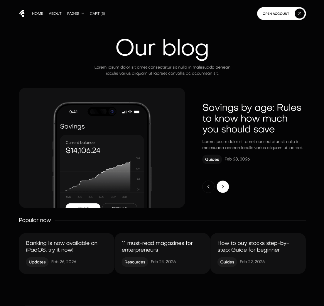Creditflow - Blog V1 Page - Bank Webflow Template | BRIX Templates
