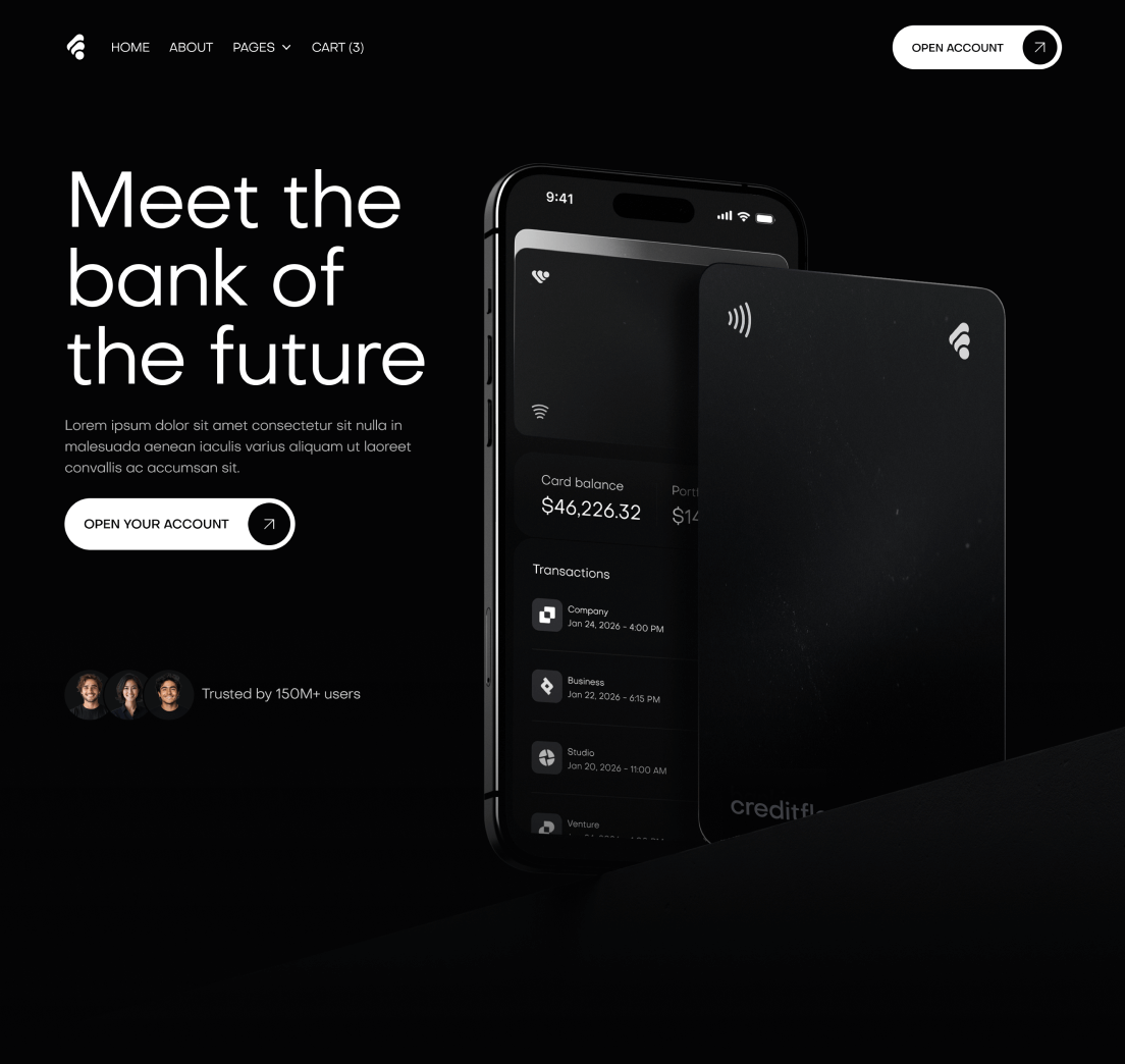 Creditflow - Home V2 Page - Bank Webflow Template | BRIX Templates