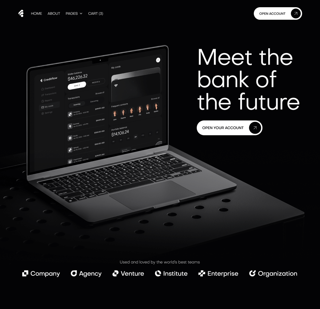 Creditflow - Home V3 Top Page - Bank Webflow Template | BRIX Templates