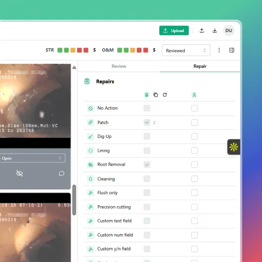 Repairs panel in the Vapar AI dashboard