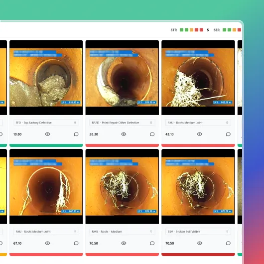 Vapar AI dashboard showing pipe cctv footage being analyzed by AI