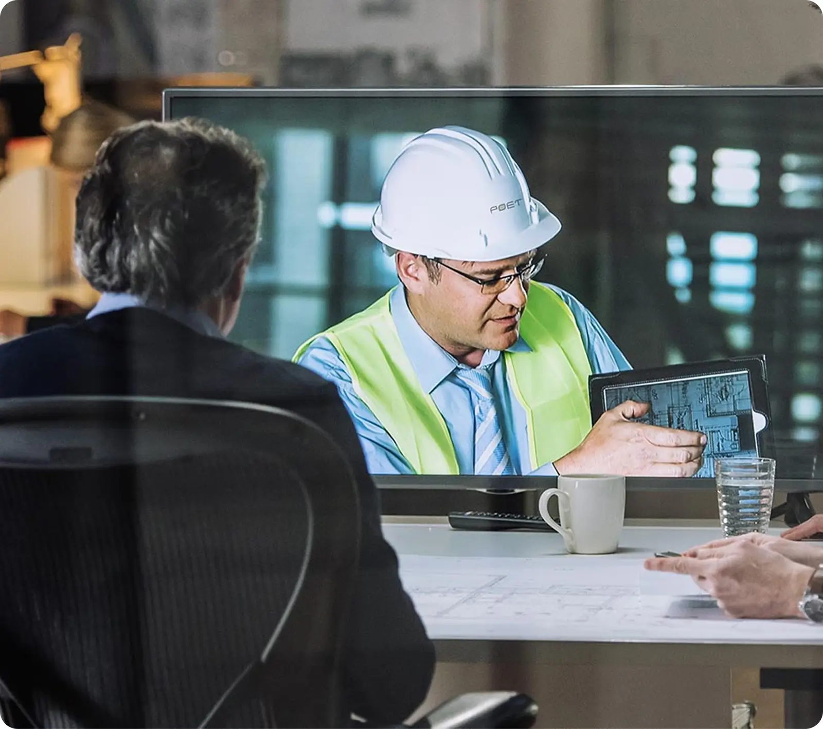 An online meeting of a design and construction crew.