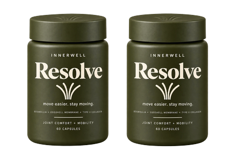 Two bottles of InnerWell Resolve joint support
