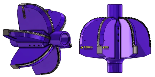 Terra Rock Bit logo with stylized purple and blue design.
