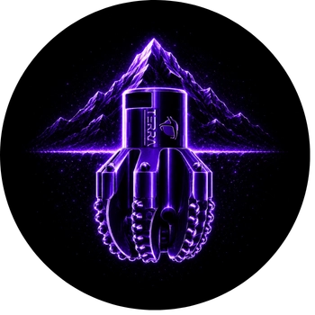 Digital illustration of two hands shaking in a futuristic neon purple network style on a black background.