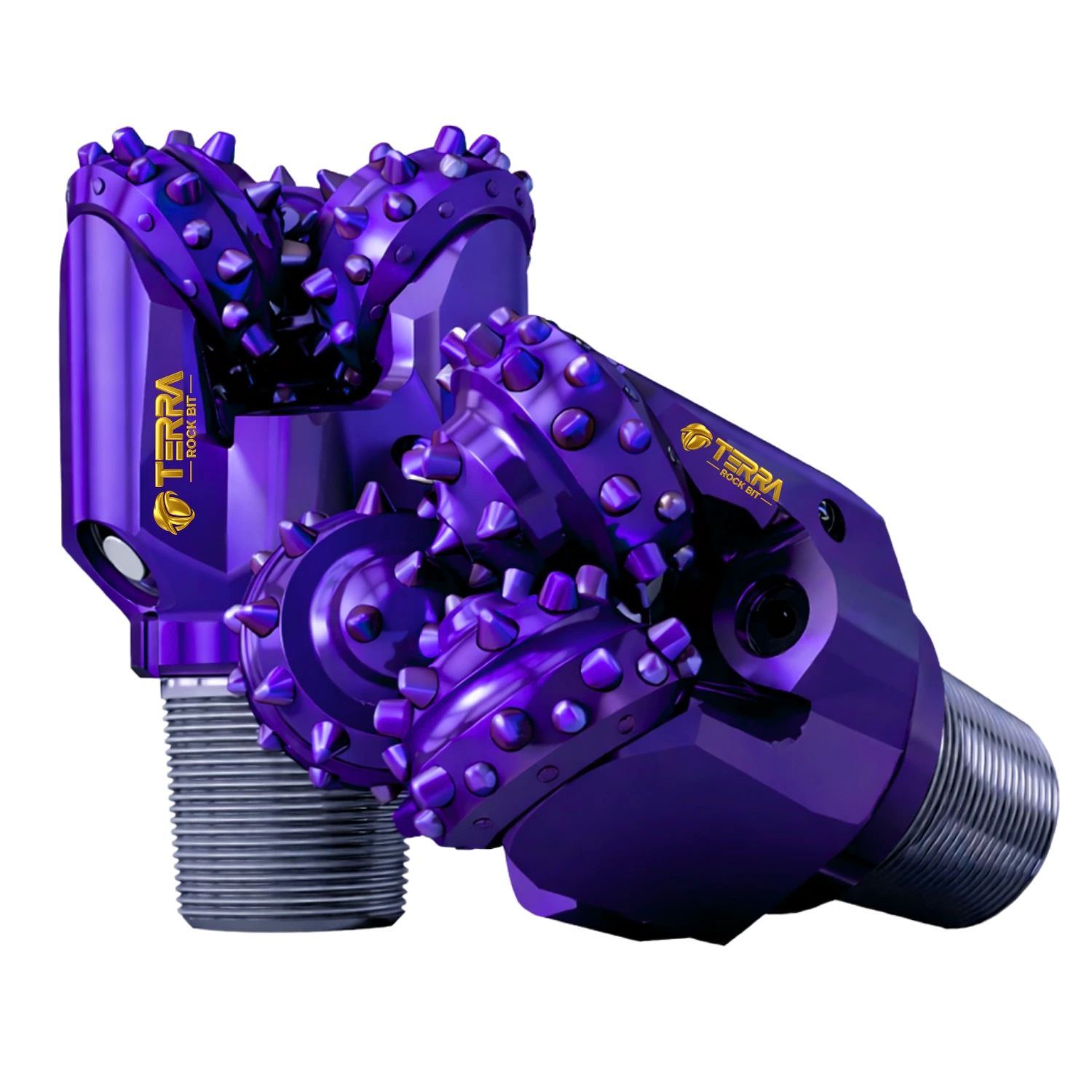 Tricone drill bit for HDD directional drilling with three roller cones designed for efficient rock crushing and consistent penetration