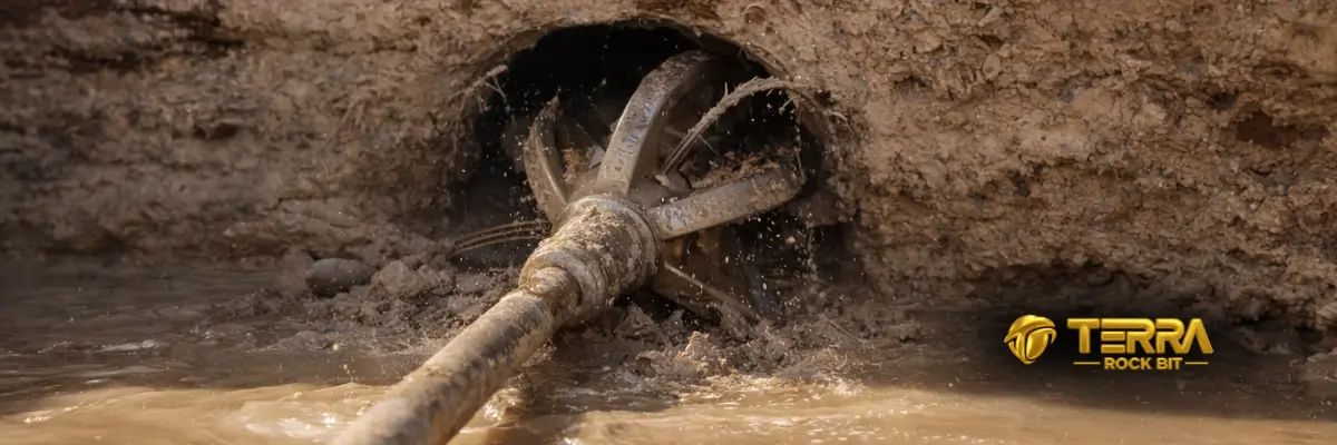 PDC Reamer In Drilling Operation Enlarging Borehole Diameter Underground With Rock Cutting And Debris Removal During Reaming Process