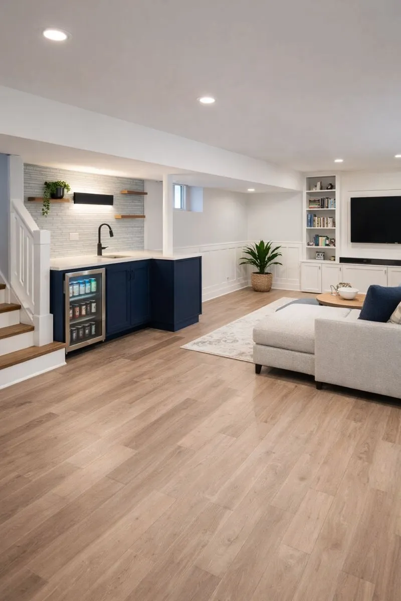 Finished basement renovation by Wood Contracting