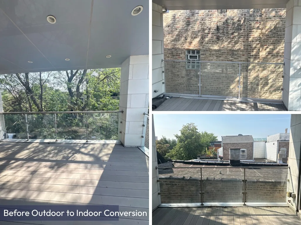 Logan Square outdoor to indoor conversion before photos