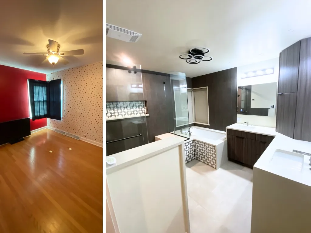 Wicker Park room conversion to Bathroom before and after by Wood Contracting