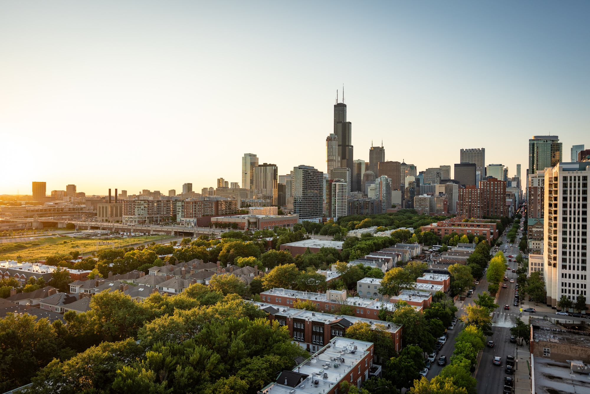 South Loop Chicago Skyline at Sunset