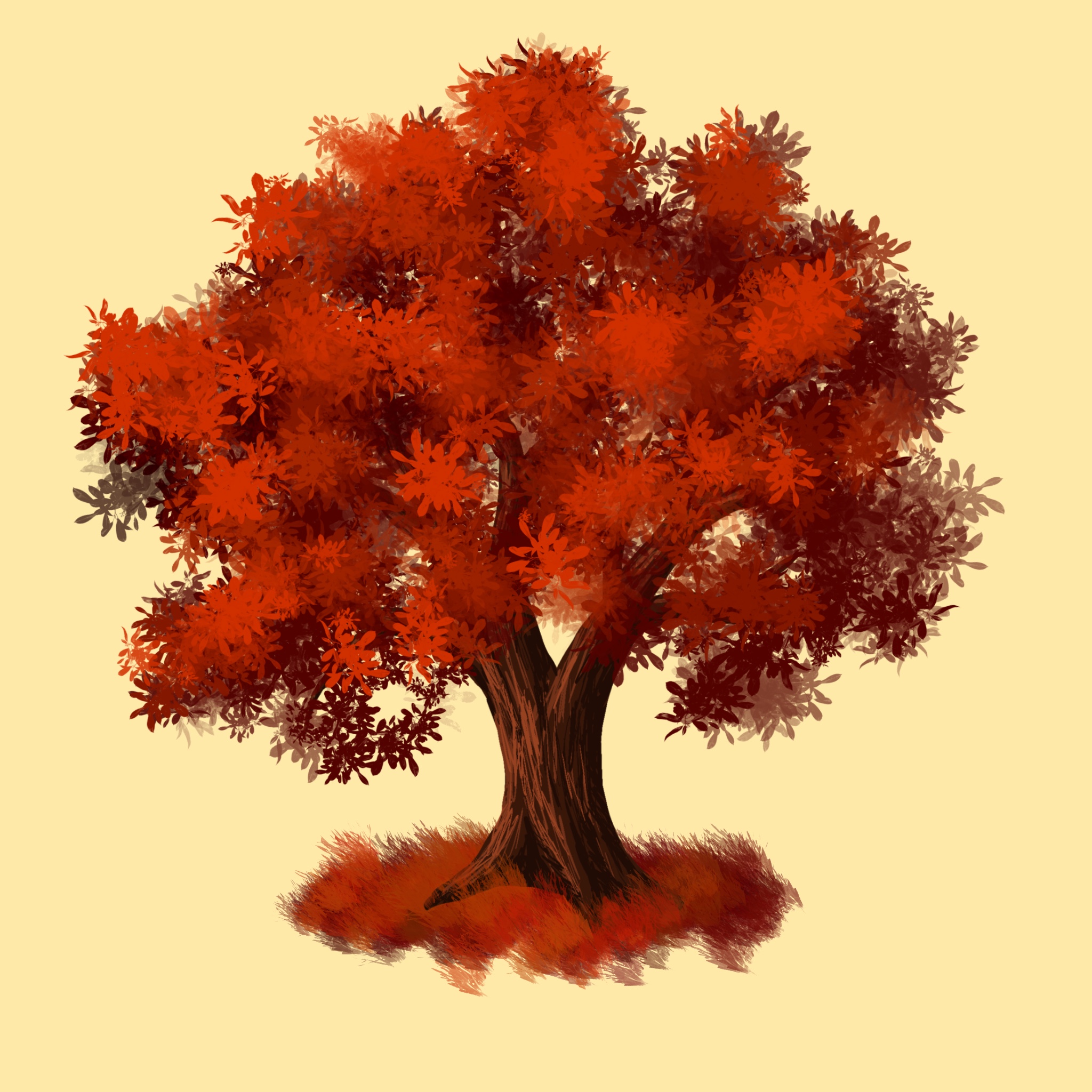 Illustration of a red tree.