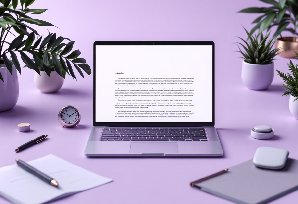 [background image] image of a work desk with a laptop and documents (for a ai legal tech company)