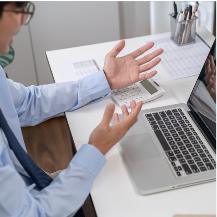 a man in a virtual meeting
