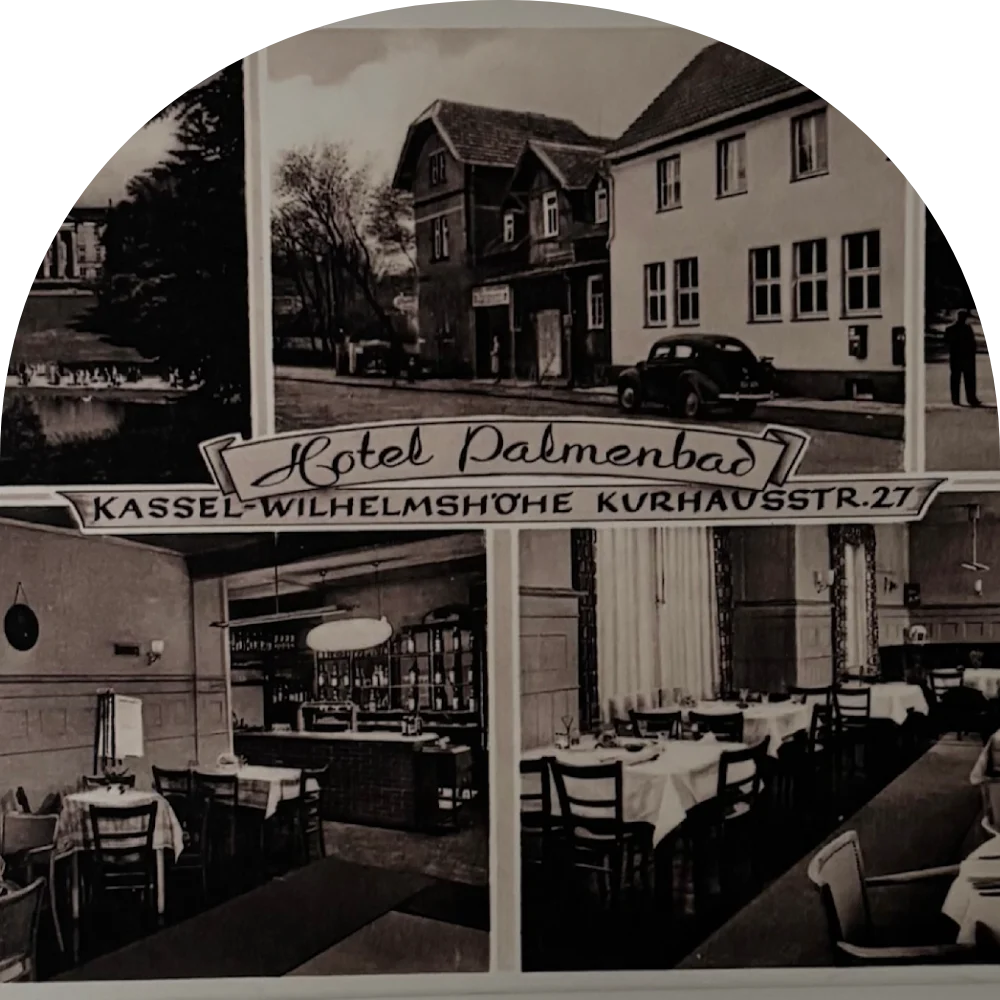 Historische Postkarte Hotel Palmenbad Kassel-Wilhelmshöhe