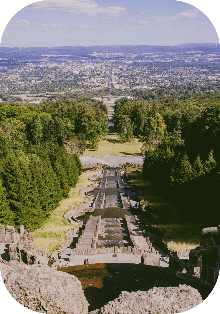 Wasserkaskaden im Bergpark Wilhelmshöhe Kassel – Ausflug nahe Boutiquehotel Palmenbad