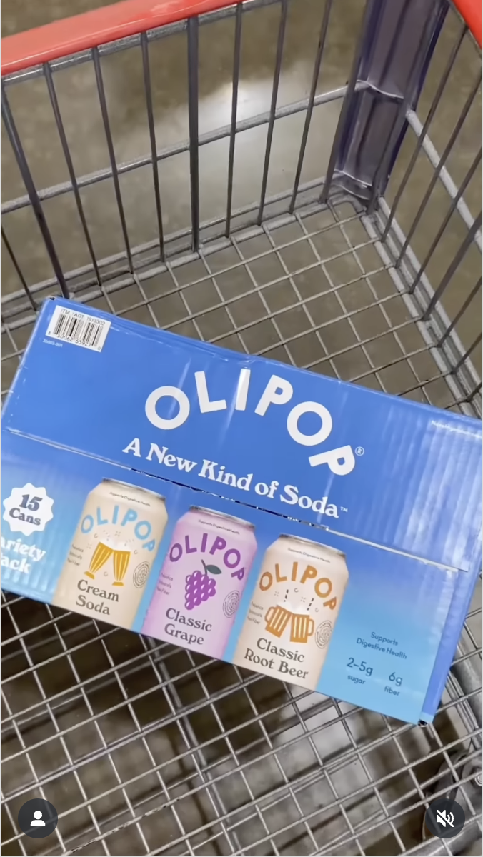An OLIPOP variety pack in a Costco trolley