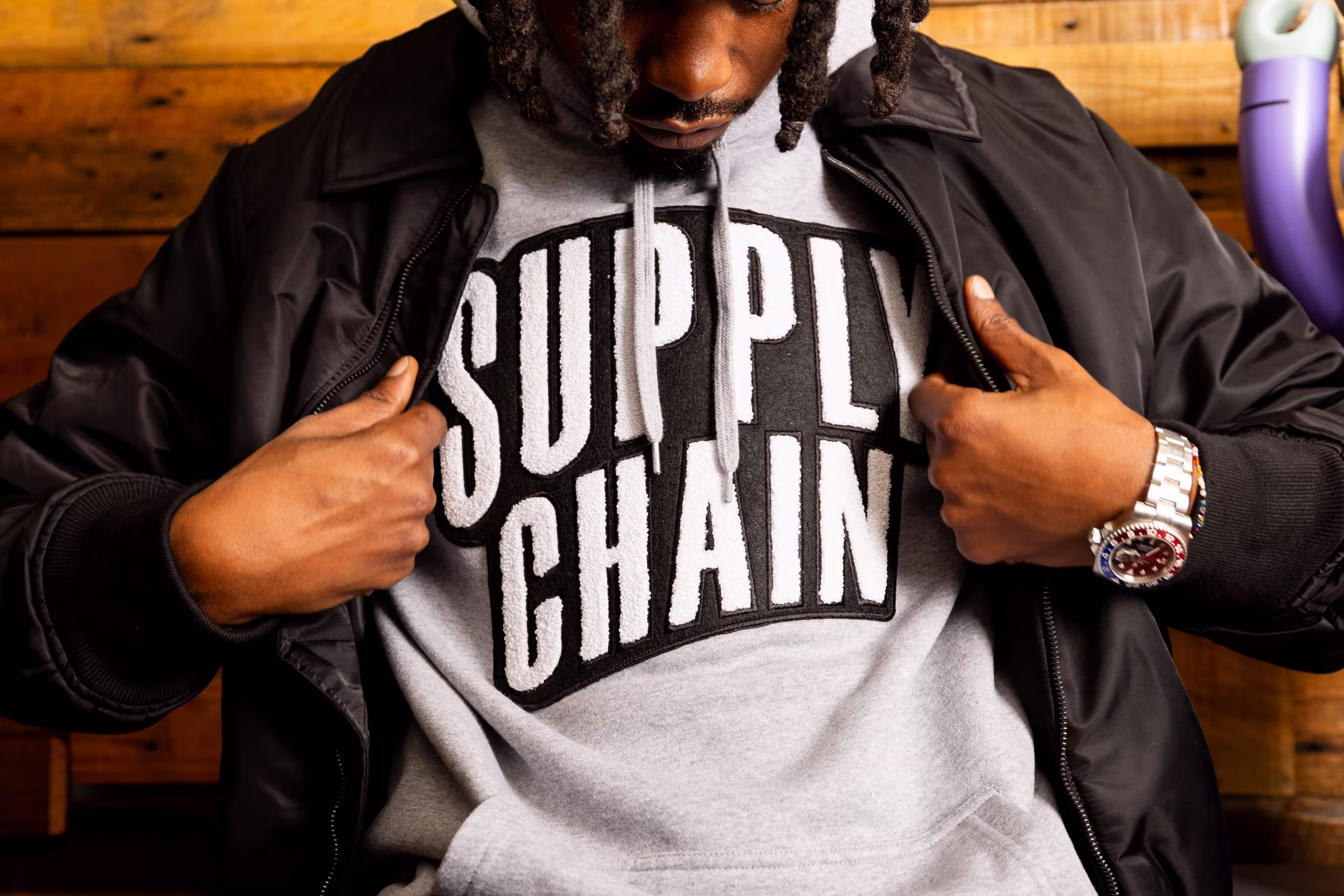 Supply Chain Distro Staple Hoodie in Black