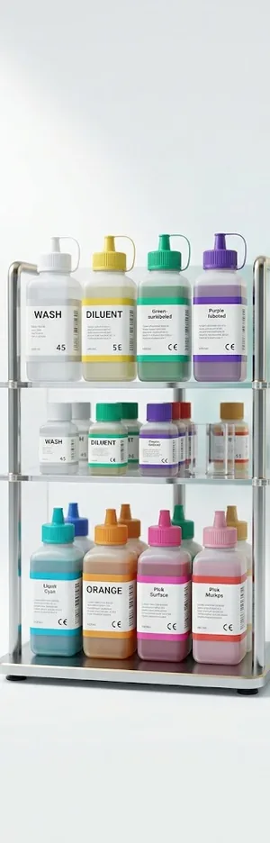 Graded laboratory chemical bottles and buffers