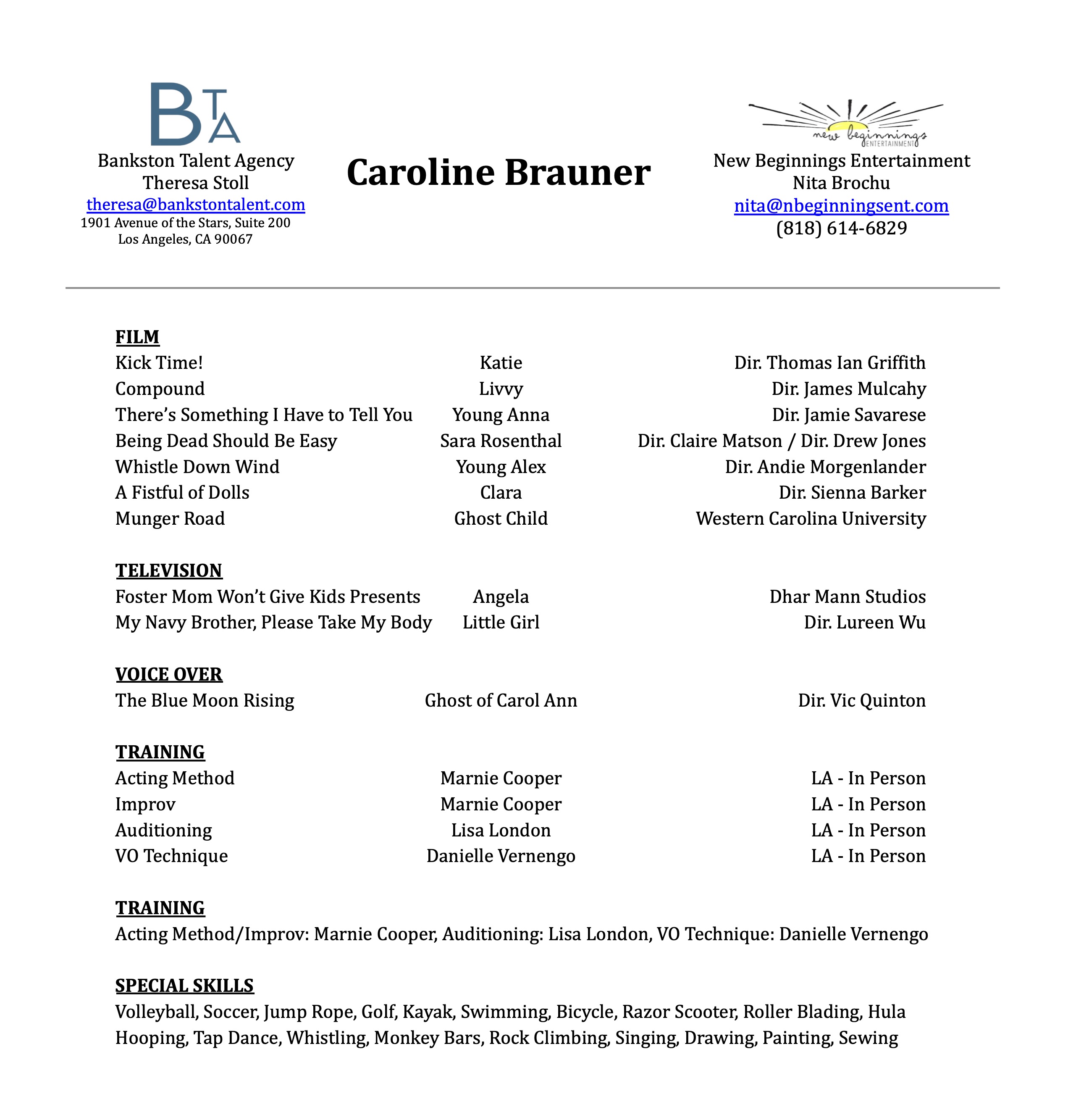 Caroline Brauner resume 2026