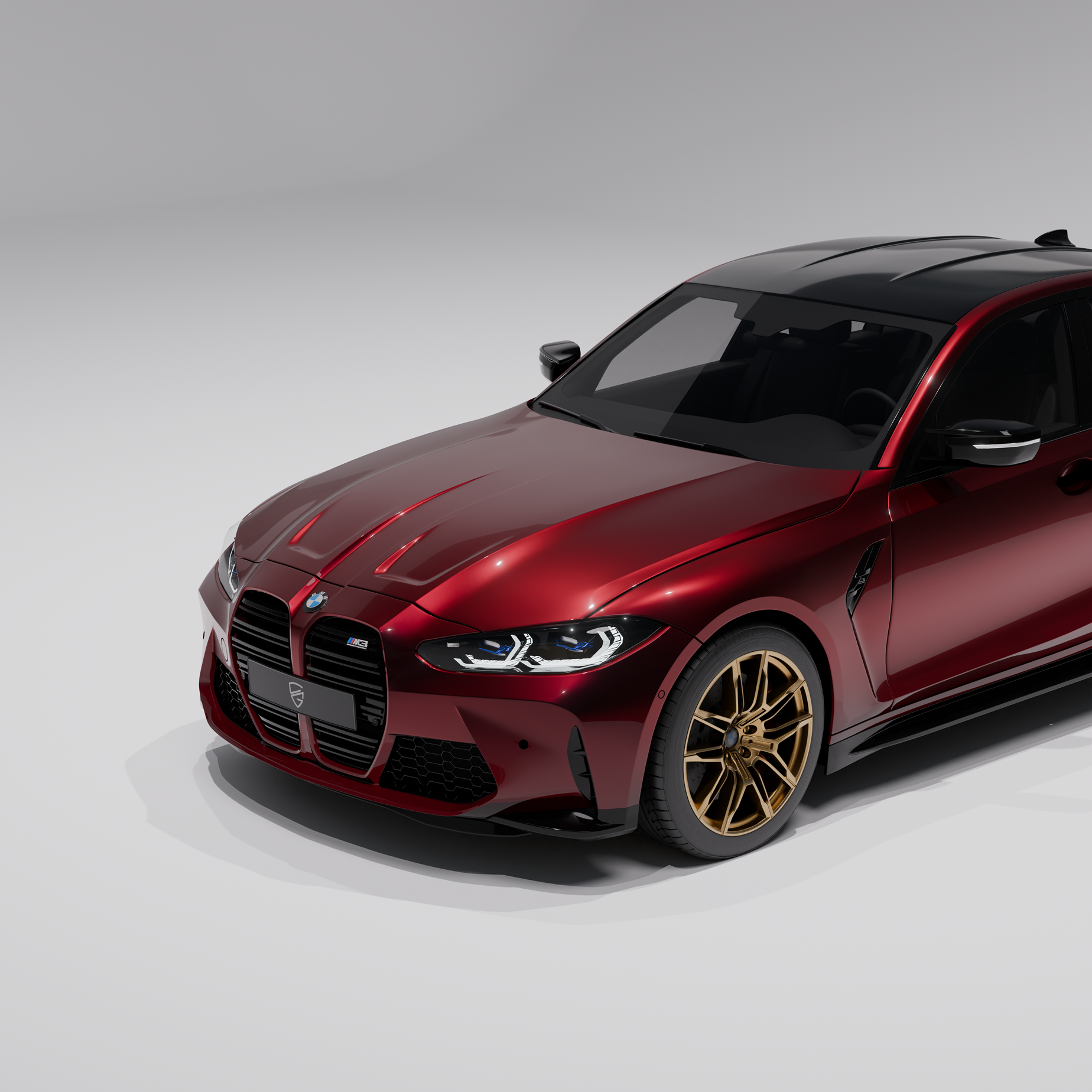 Man applying black vinyl wrap to a car door using a pink squeegee tool.