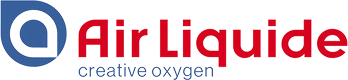 Air Liquide logo with blue circular icon and red text 'Air Liquide' and tagline 'creative oxygen'.