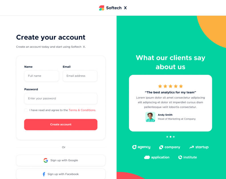Sign Up - Softech X Webflow Template