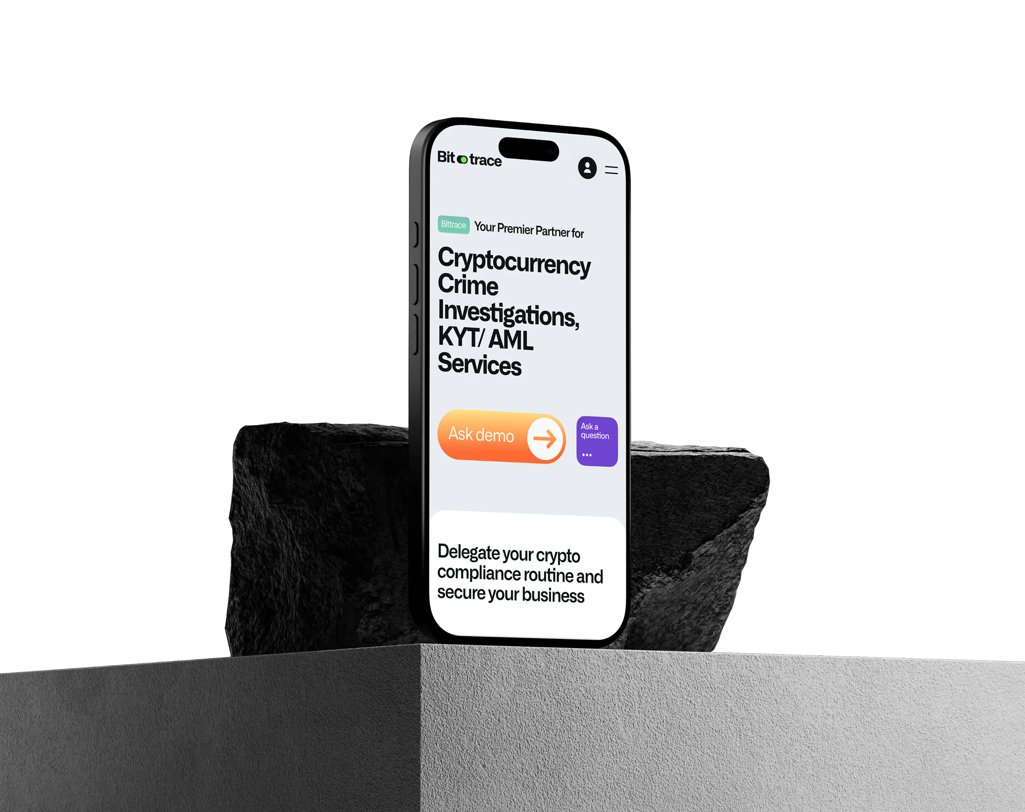 Главный экран кейса Bittrace на мобильном устройстве