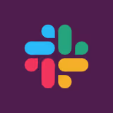 a colorful logo on a purple background