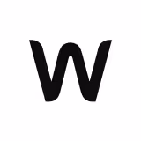 a black letter w on a white background