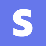 a white letter on a blue background