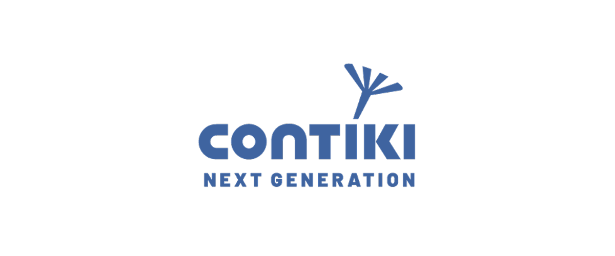 Contiki Next Generation logo with a stylized blue dandelion seed above the text.