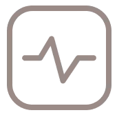 Icon of a heartbeat line inside a rounded square border.