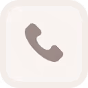 Icon of a brown telephone handset on a rounded square beige background.