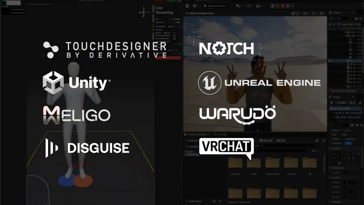 MOVIN Studio integrations: TouchDesigner, Unity, Meligo, Disguise, Notch, Unreal Engine, Warudo, VRChat