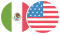 Mexican flag and American flag side by side with speech bubbles