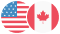 American flag and Canadian flag icons side by side representing US-Canada relationship