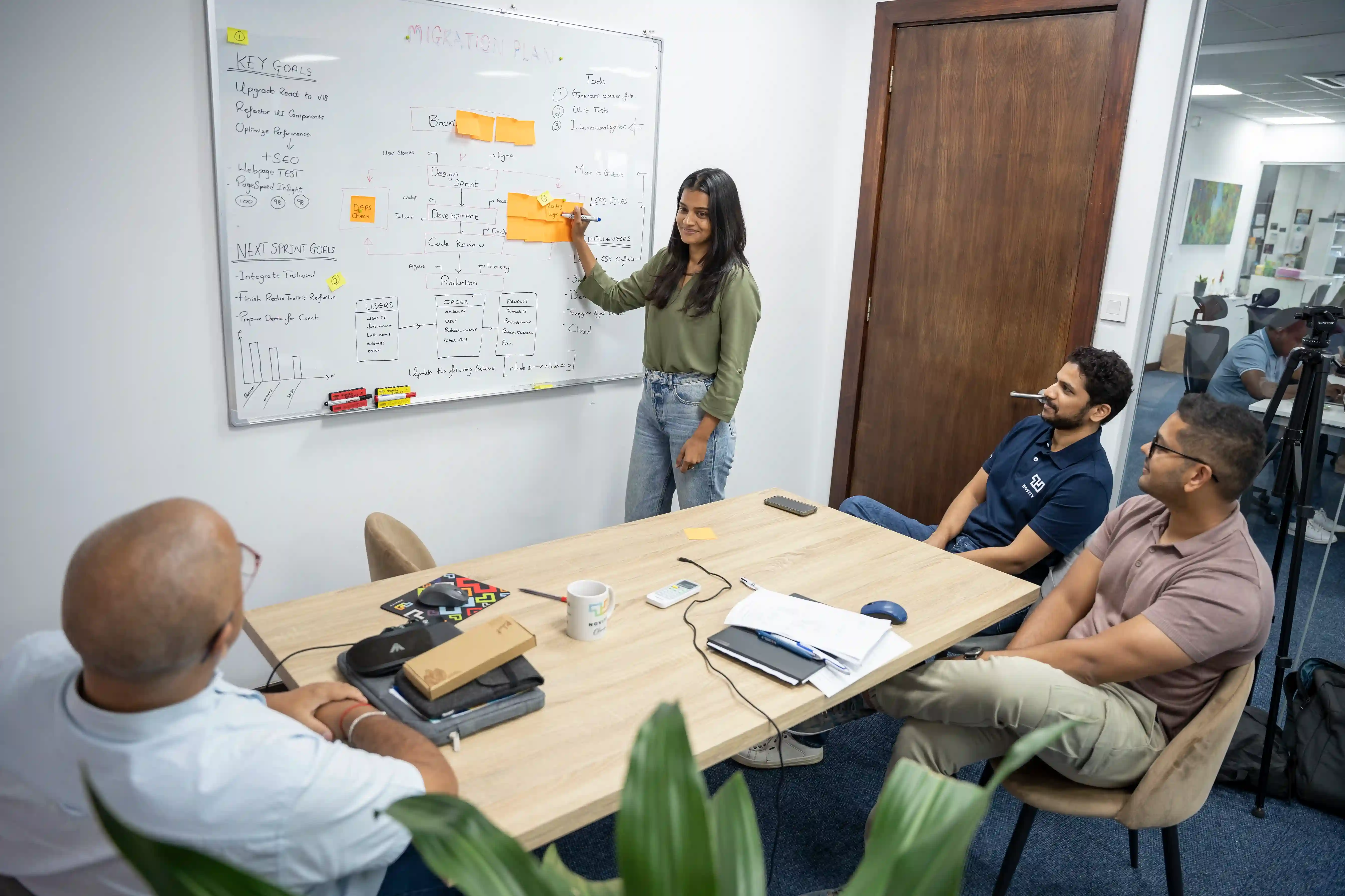 Ingénieurs experts de l’ESN offshore Novity collaborant sur une architecture logicielle complexe