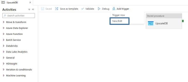 autoscaling azure sql database choose trigger activities upscaledb data factory
