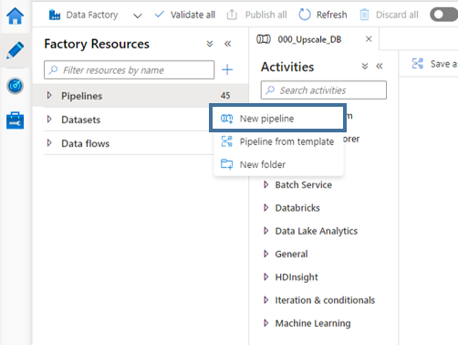 autoscale azure sql db create new pipeline in azure data factory adf